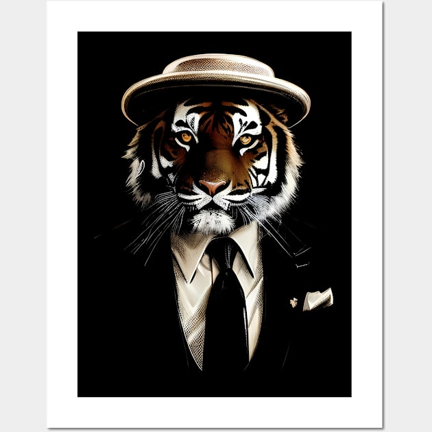 Posh Golfer Tiger - Millionaire Cat Wall Art by HideTheInsanity